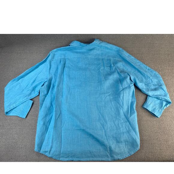 Tommy Bahama 100% Linen Shirt Mens Size XXL Collared Long Sleeve Blue Resort - Picture 2 of 7
